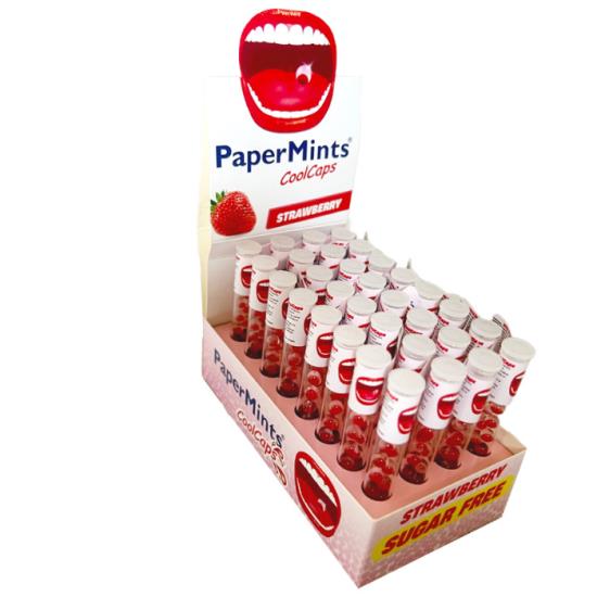 Papermints Coolcaps Strawberry Tube 32 x 18 stuks
