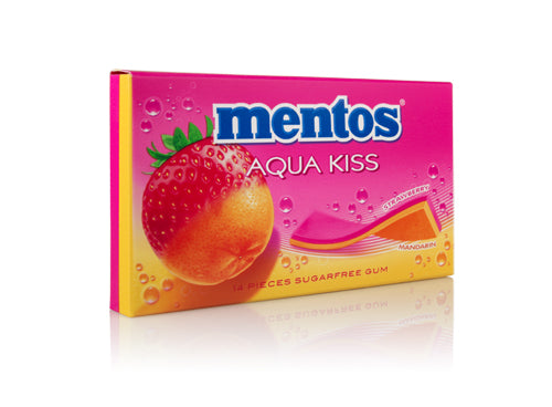 Mentos Kauwgom Aqua Kiss Aardbei Mandarijn Doos - 20 Stuks