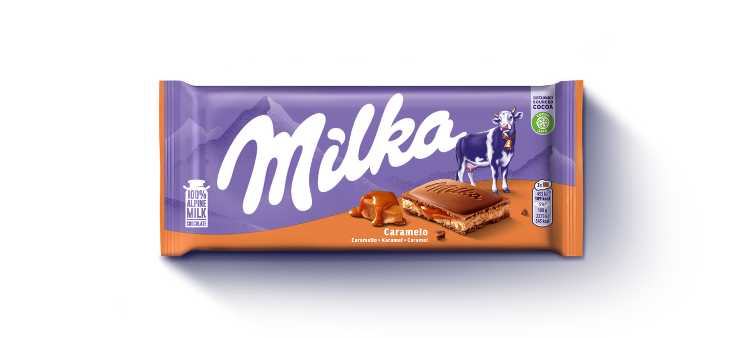 Milka Caramel Chocolade Reep Doos - 23 x 100 Gram