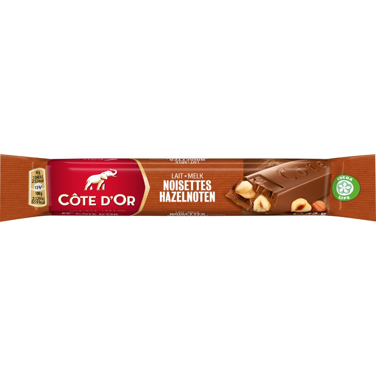 Cote D'Or Melkchocolade Reep Hele Noot 45 Gram