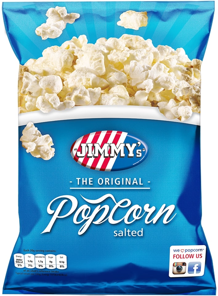 Jimmy's Popcorn Zout Doos - 12 x 80 Gram