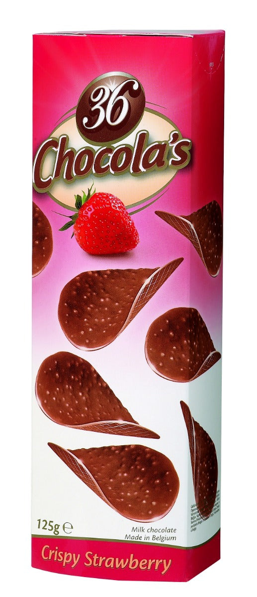 Chocola's Aardbei Chocolade Doos - 12 x 125 Gram/ 36 Stuks