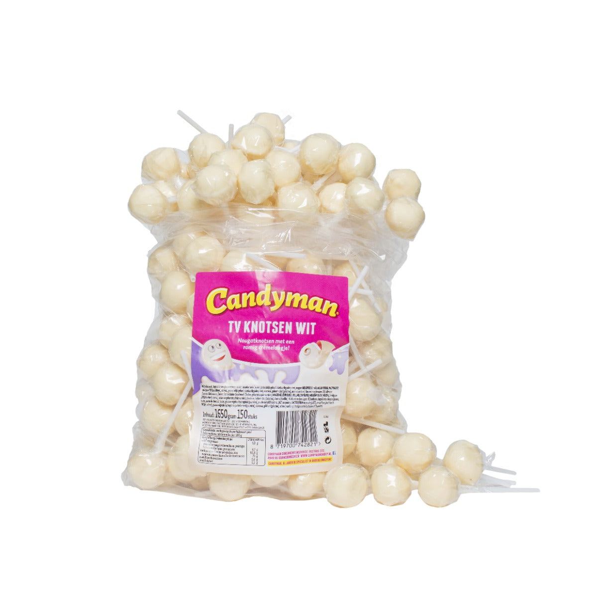 Candyman Lolly's TV Knotsen Wit 150 Stuks