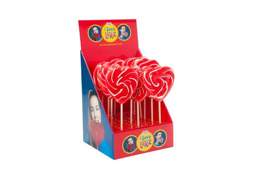 Hart Lolly Rood-Wit 24cm