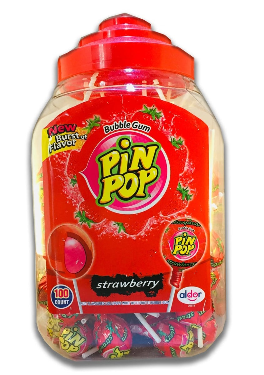 Aardbei Lolly Met Kauwgom 100 Stuks
