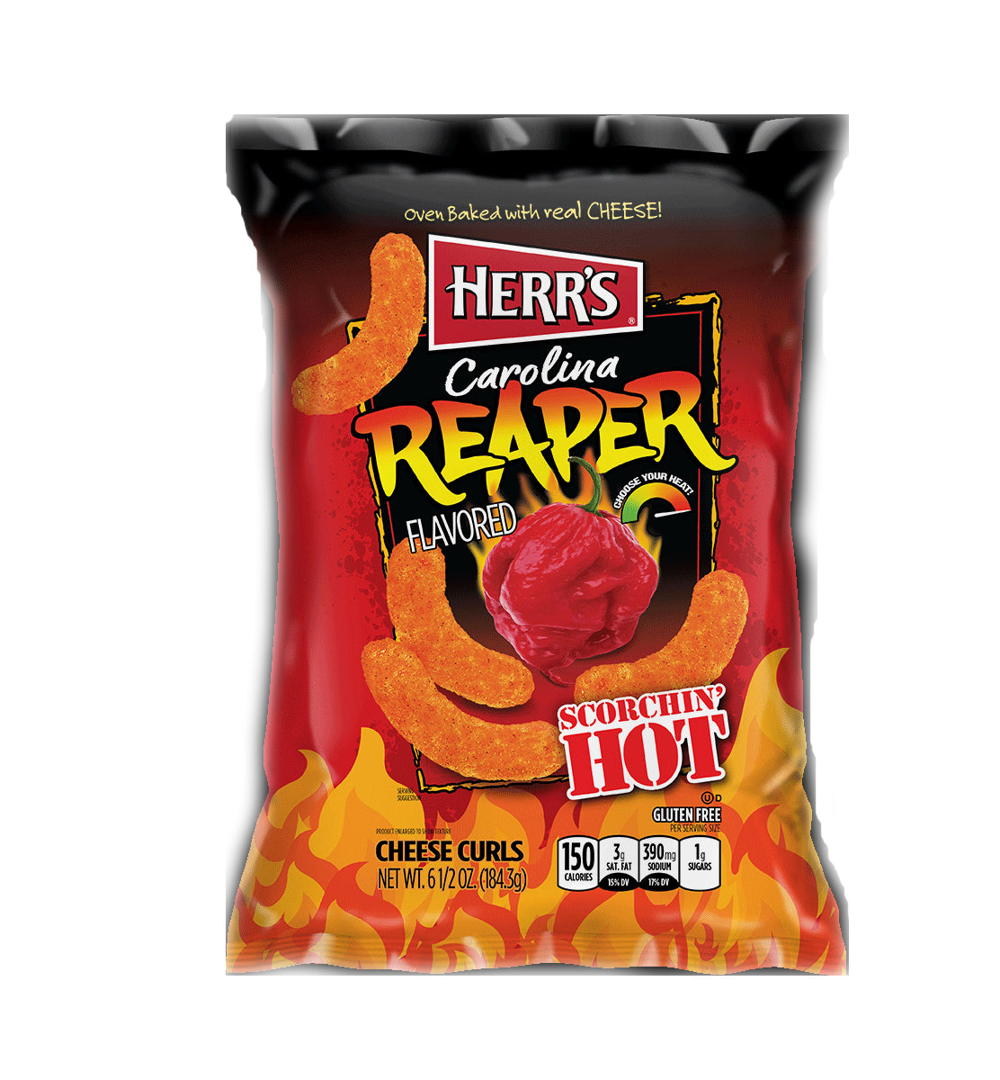 Herr's Carolina Reaper Cheese Curls Doos - 12 x 184 Gram