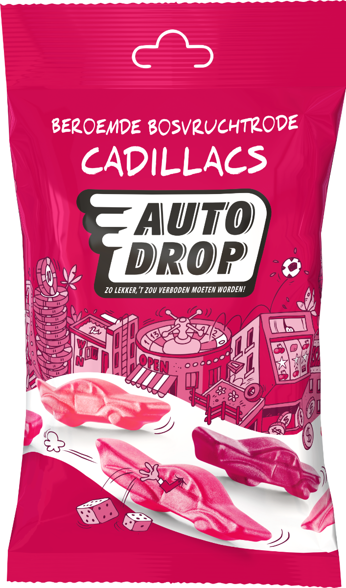 Autodrop Beroemde Bosvruchtrode Cadillacs Snackpack (85 gram)