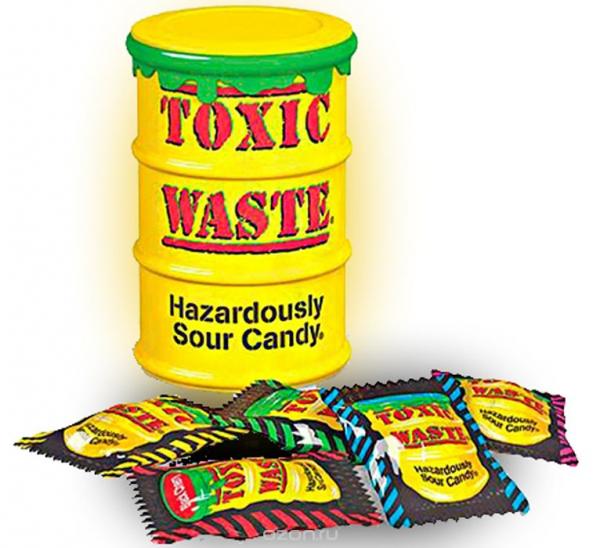 Toxic Waste Yellow Sour Candy Drum