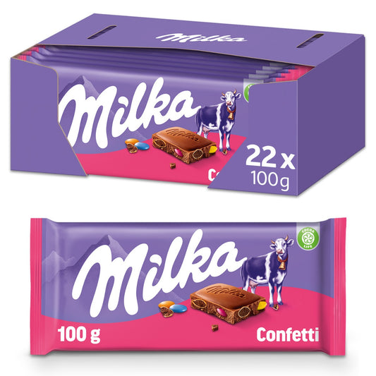 Milka Confetti Chocolade Reep 22 x 100 Gram