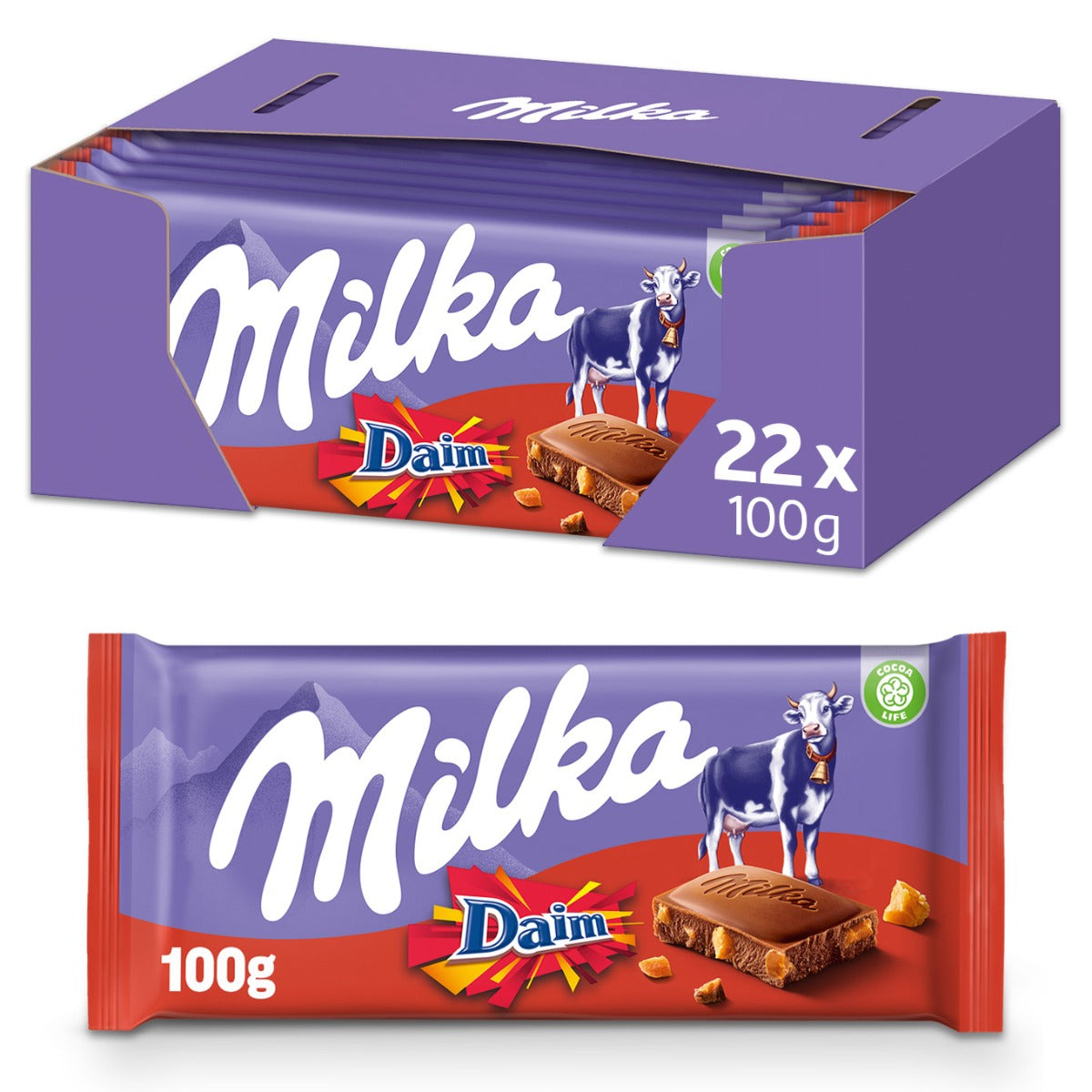 Milka Daim Chocolade Reep Doos - 22 x 100 Gram