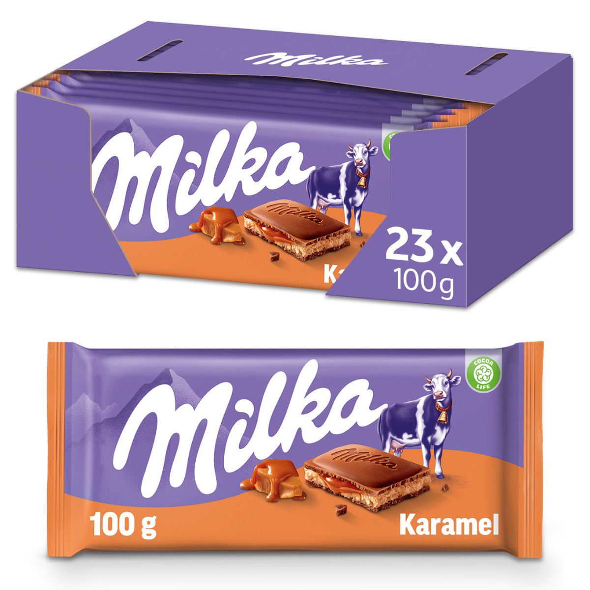Milka Caramel Chocolade Reep Doos - 23 x 100 Gram