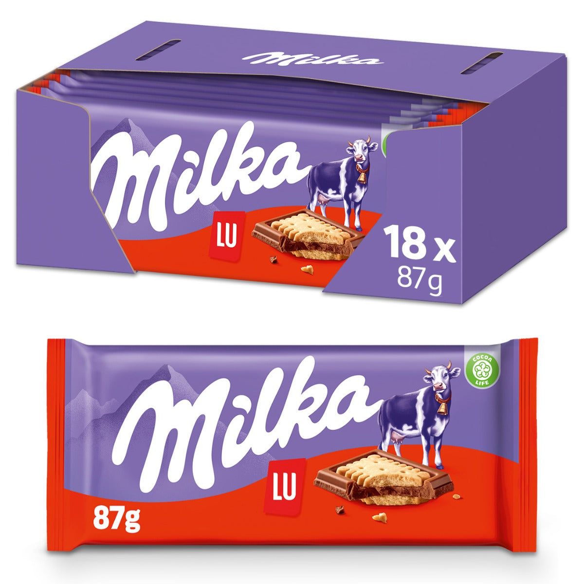 Milka Lu Chocolade Reep Doos - 18 x 87 Gram