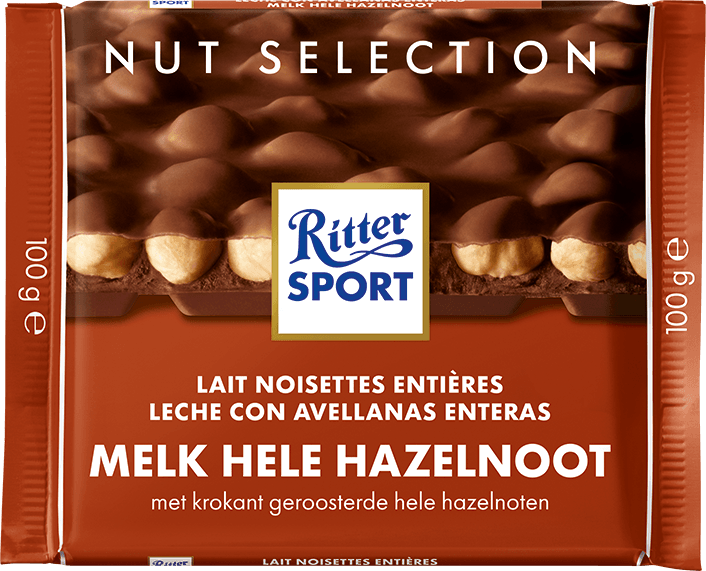 Ritter Sport Melk Hele Hazelnoot Chocolade Reep 100 Gram
