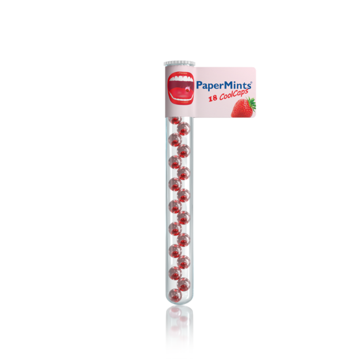 Papermints Coolcaps Strawberry Tube 32 x 18 stuks