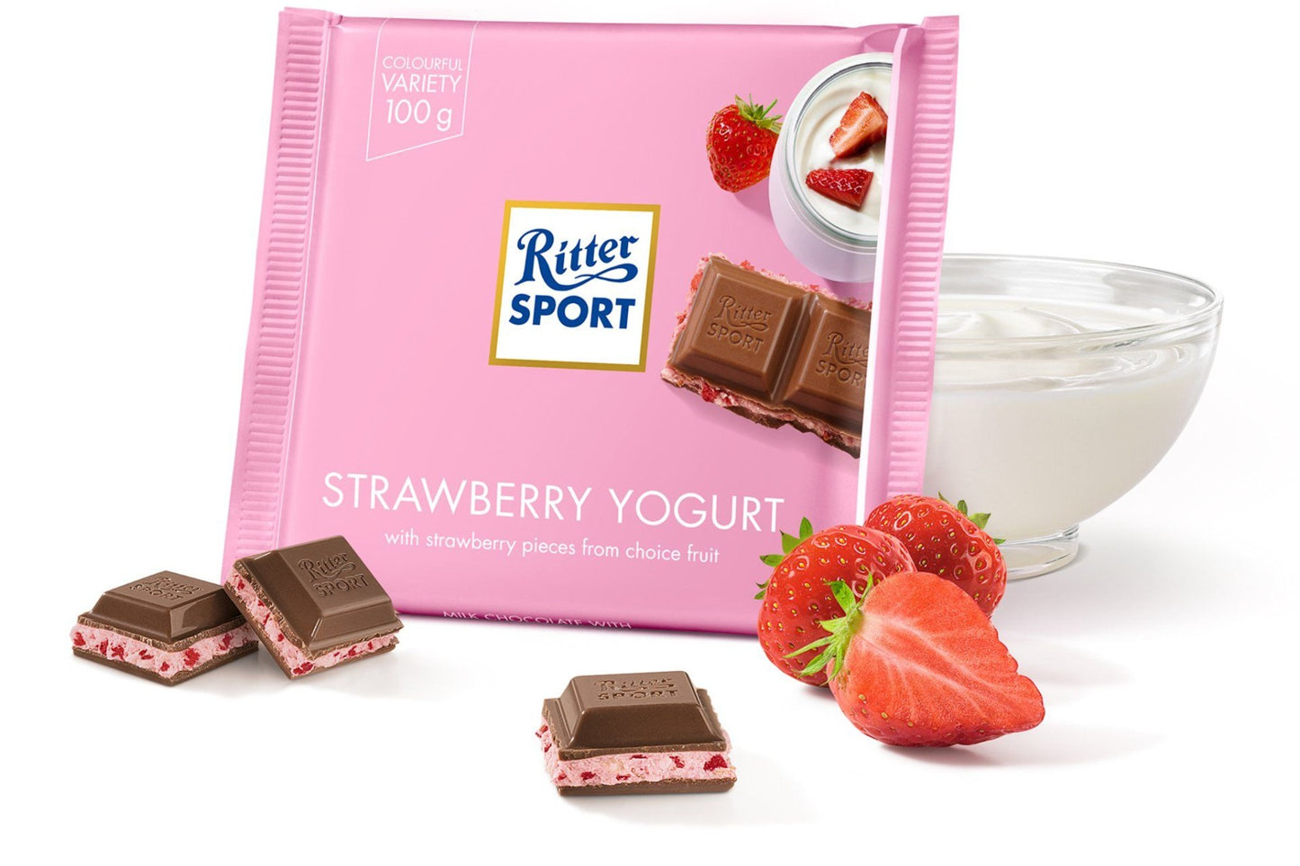 Ritter Sport Aardbei Yoghurt Doos - 12 x 100 Gram