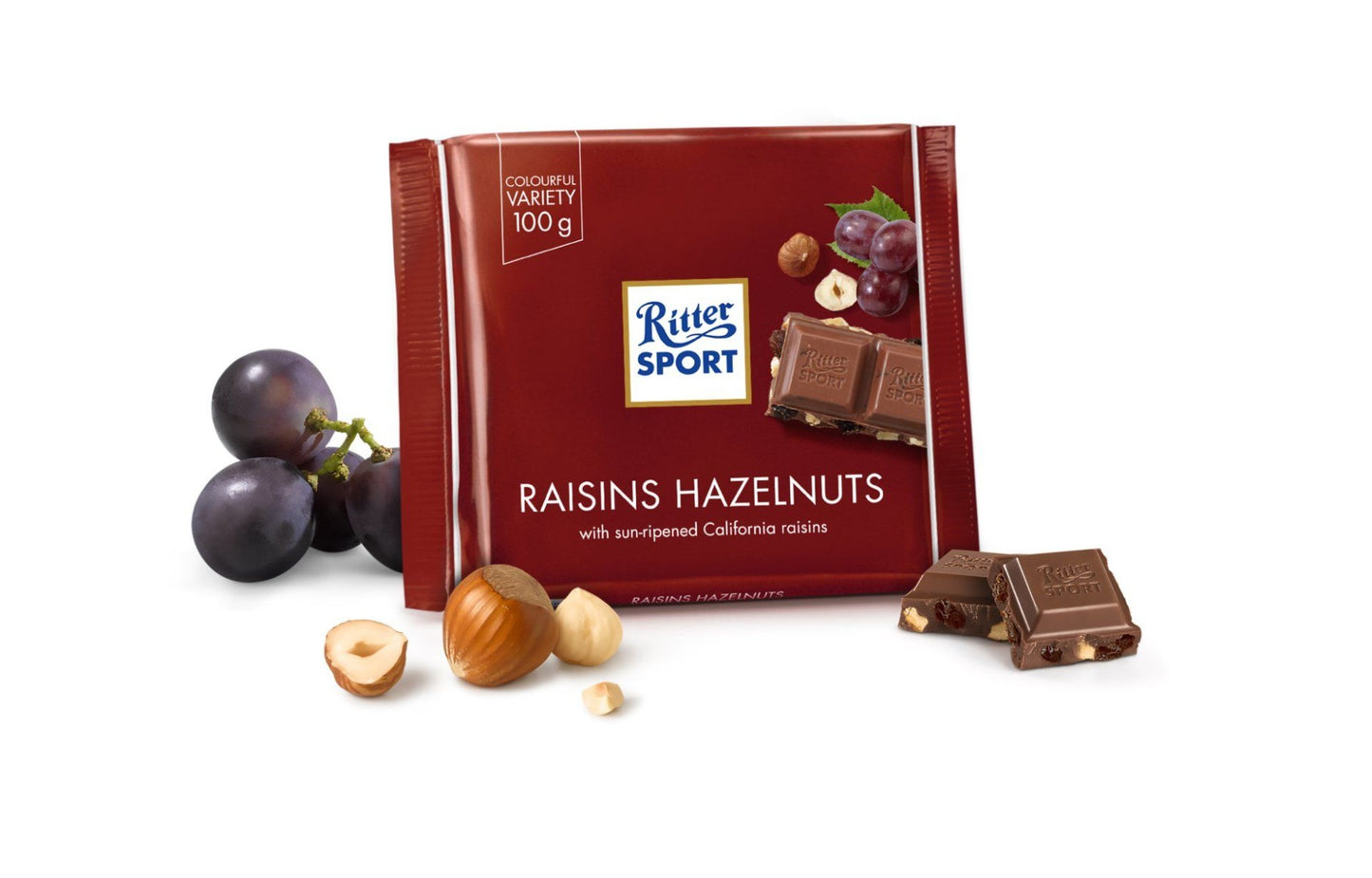 Ritter Sport Rozijn & Hazelnoot Chocolade Reep 100 Gram