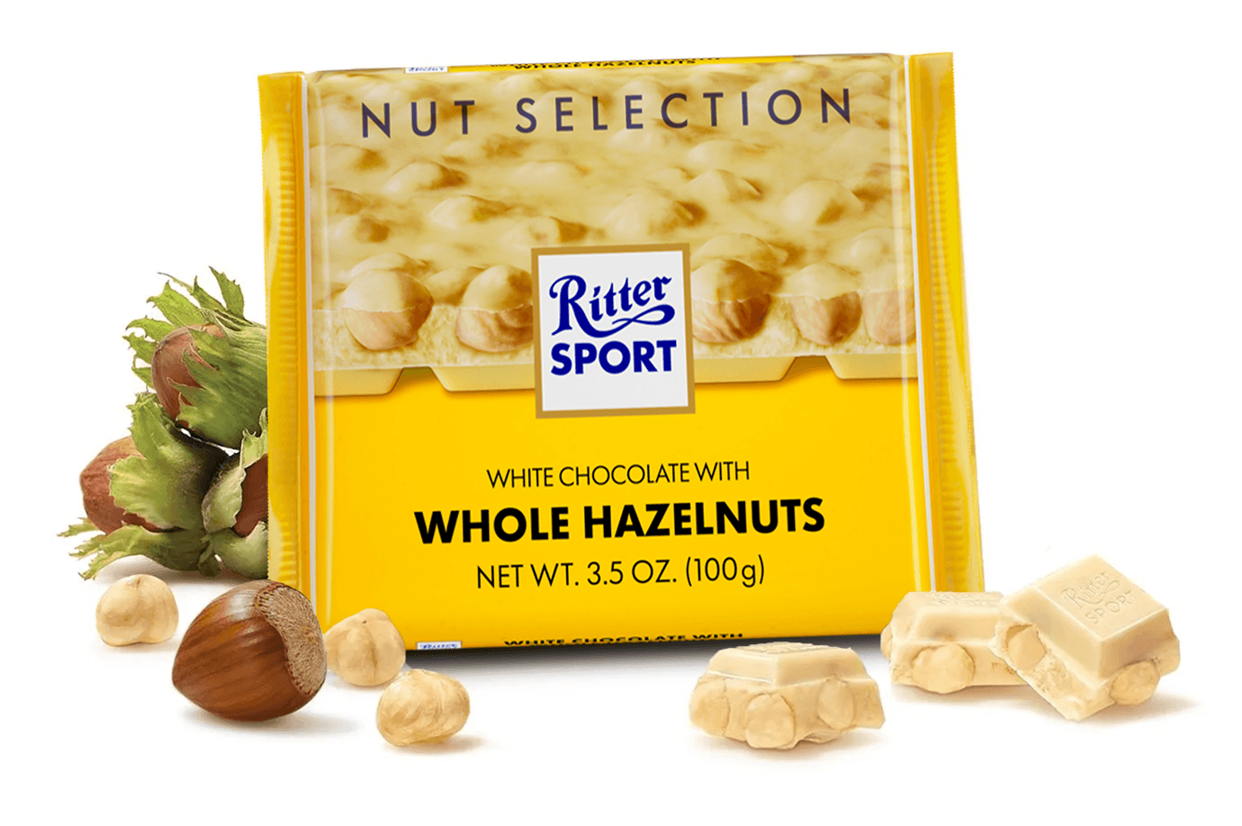 Ritter Sport Hele Hazelnoot Wit Doos - 10 x 100 Gram