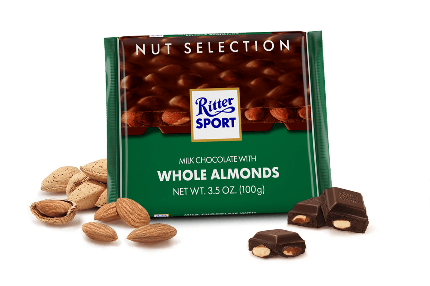 Ritter Sport Melk Hele Amandelen Doos - 11 x 100 Gram