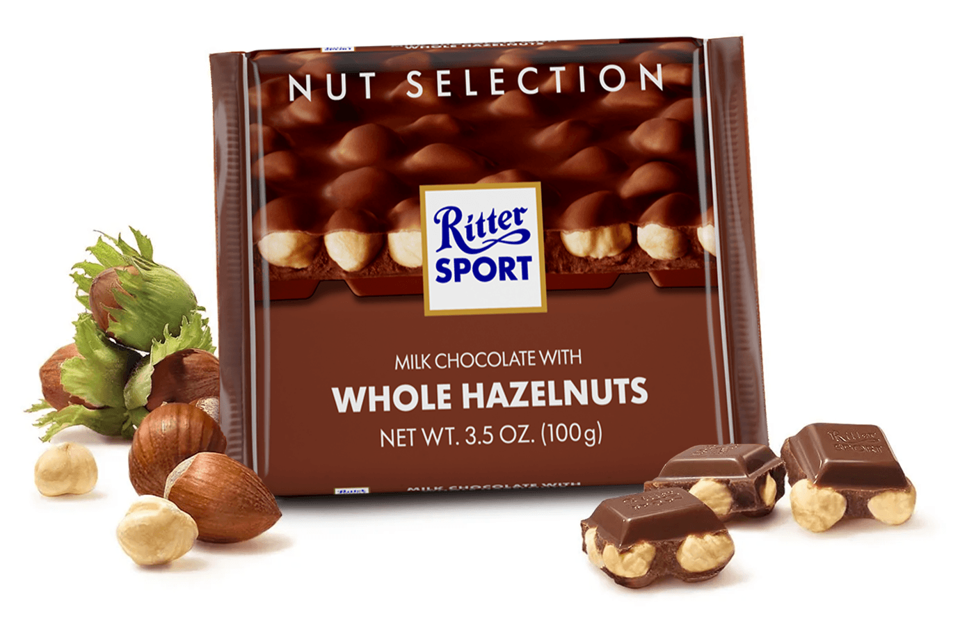 Ritter Sport Melk Hele Hazelnoot Chocolade Reep 100 Gram