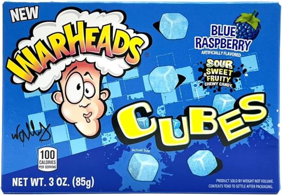 Warheads Blue Raspberry Sour Cubes 85 Gram