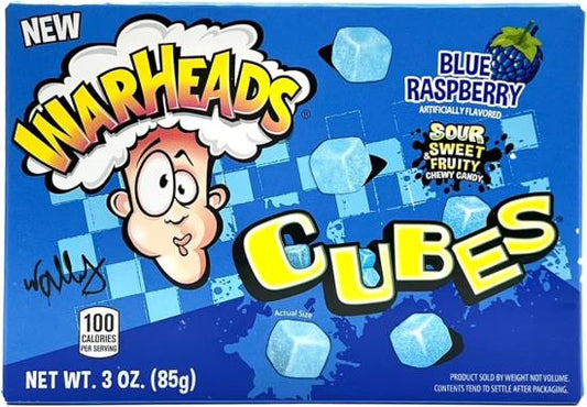 Warheads Blue Raspberry Sour Cubes 85 Gram