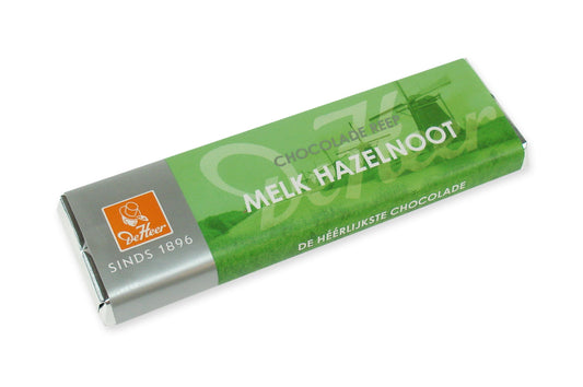 De Heer Melk Hazelnoot Chocolade Reep Doos - 24 x 75 Gram