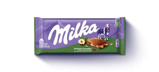 Milka Gebroken Hazelnoot Chocolade Reep 100 Gram
