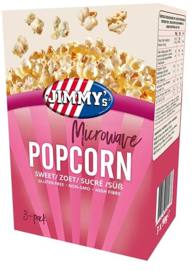 Jimmy's Popcorn Zoet Magnetron 3X90 Gram