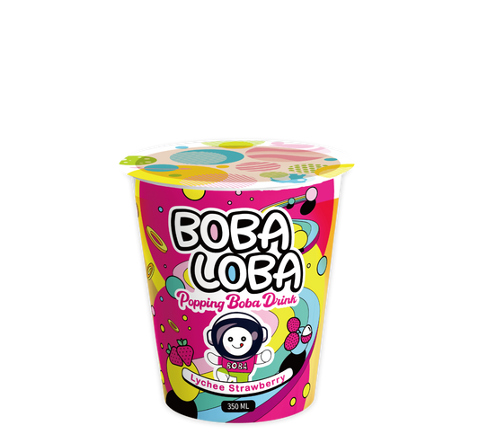 Boba Loba Bubble Tea Lychee Strawberry 350ML
