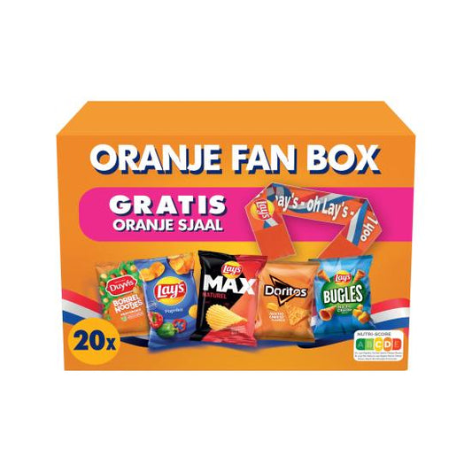 Lays Oranje Chips Fan Box 620 Gram + Sjaal