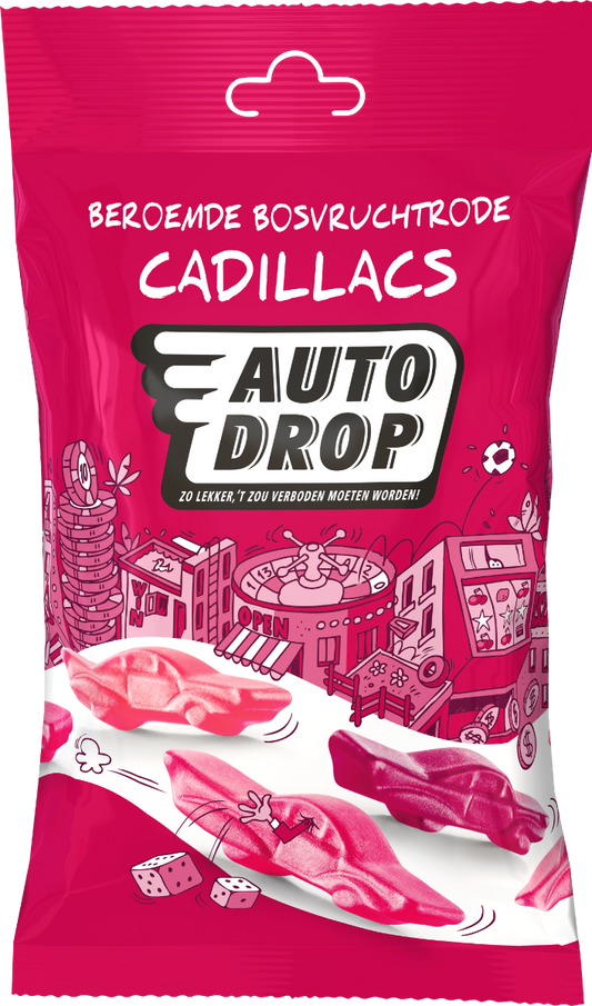 Autodrop Beroemde Bosvruchtrode Cadillacs Snackpack (85 gram)