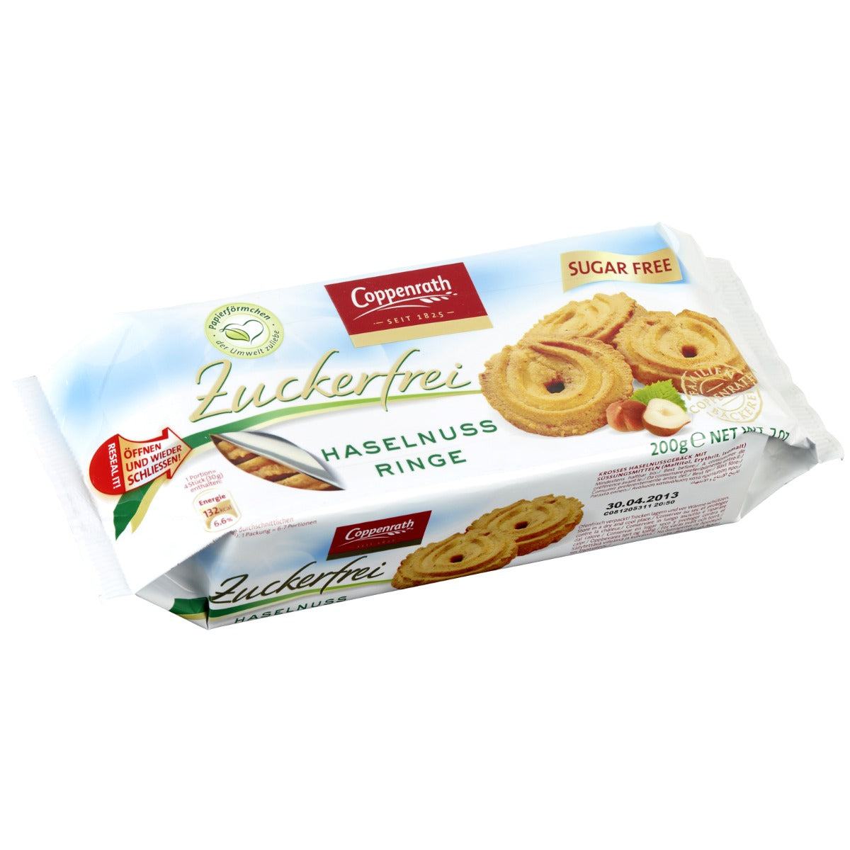Suikervrij Koekjes Hazelnootringen 200 Gram