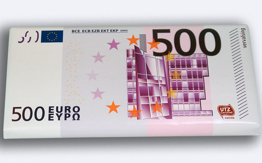 Melkchocolade Tablet €500 Wikkel - 100 Gram