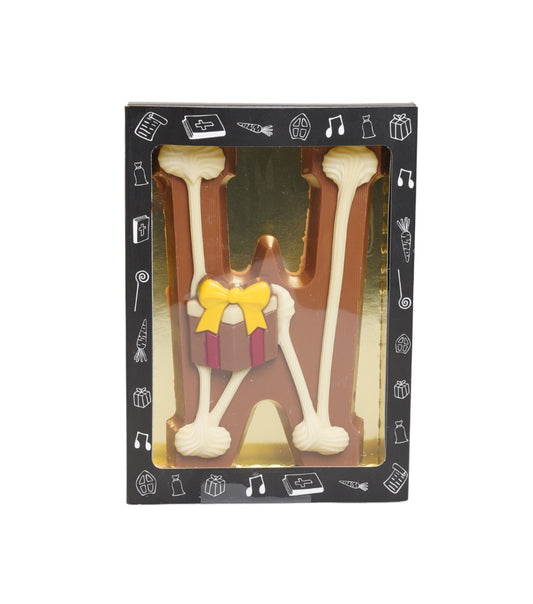 Luxe Gedecoreerde Melk Chocolade Letter W 240 Gram