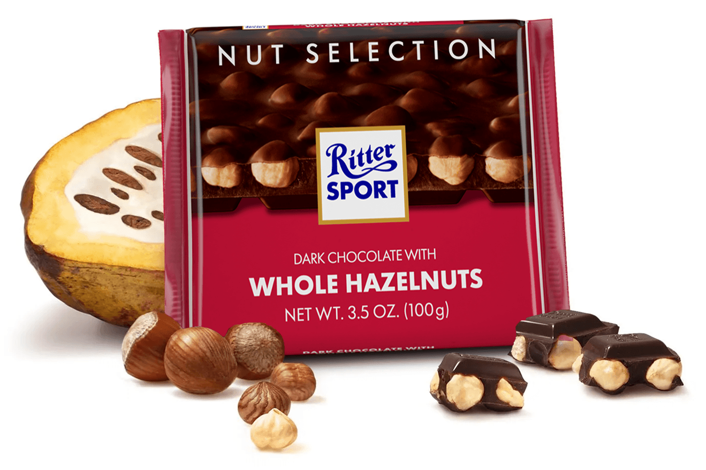 Ritter Sport Hele Hazelnoot Puur Doos - 10 x 100 Gram